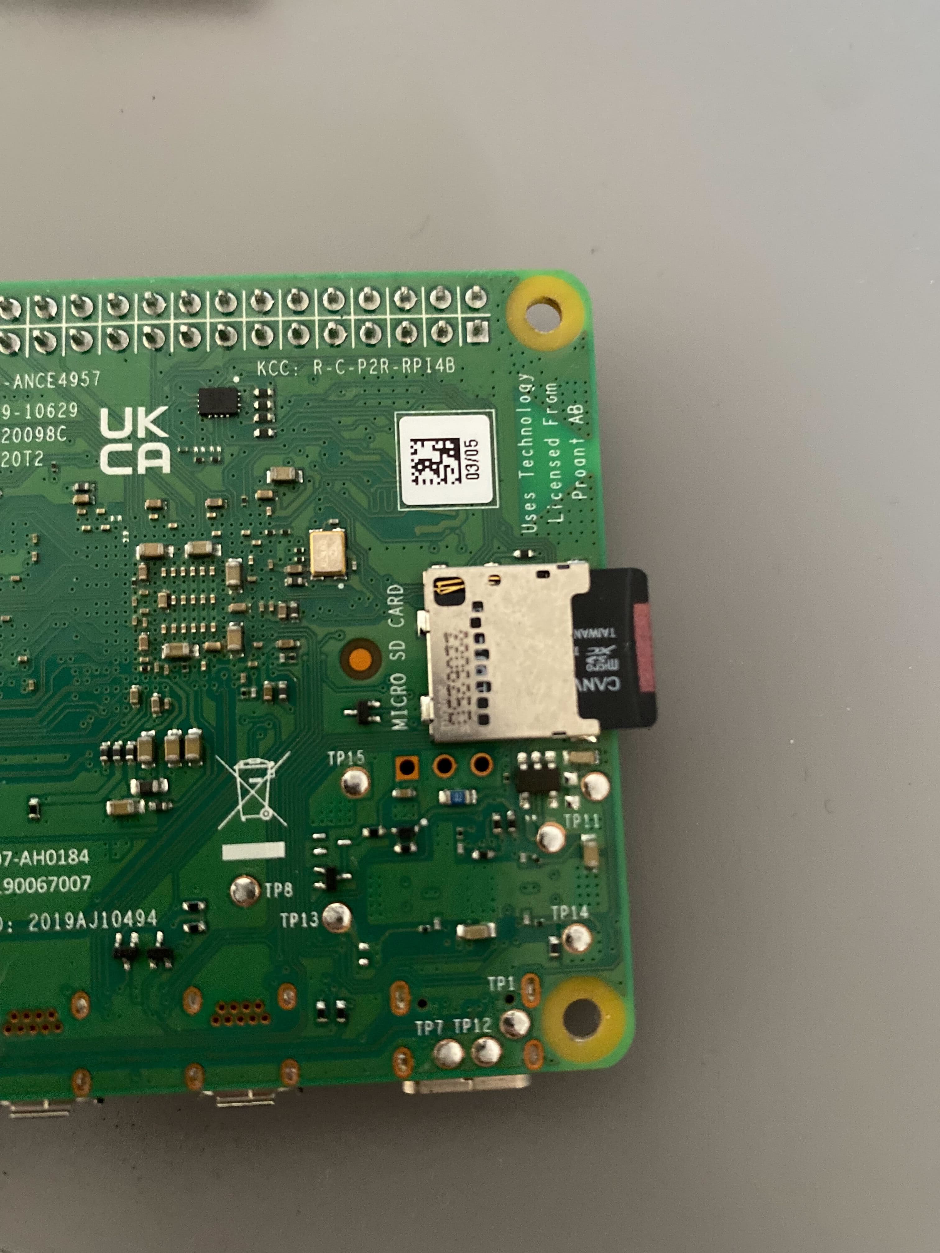 SD Card Connected to Raspberry Pi