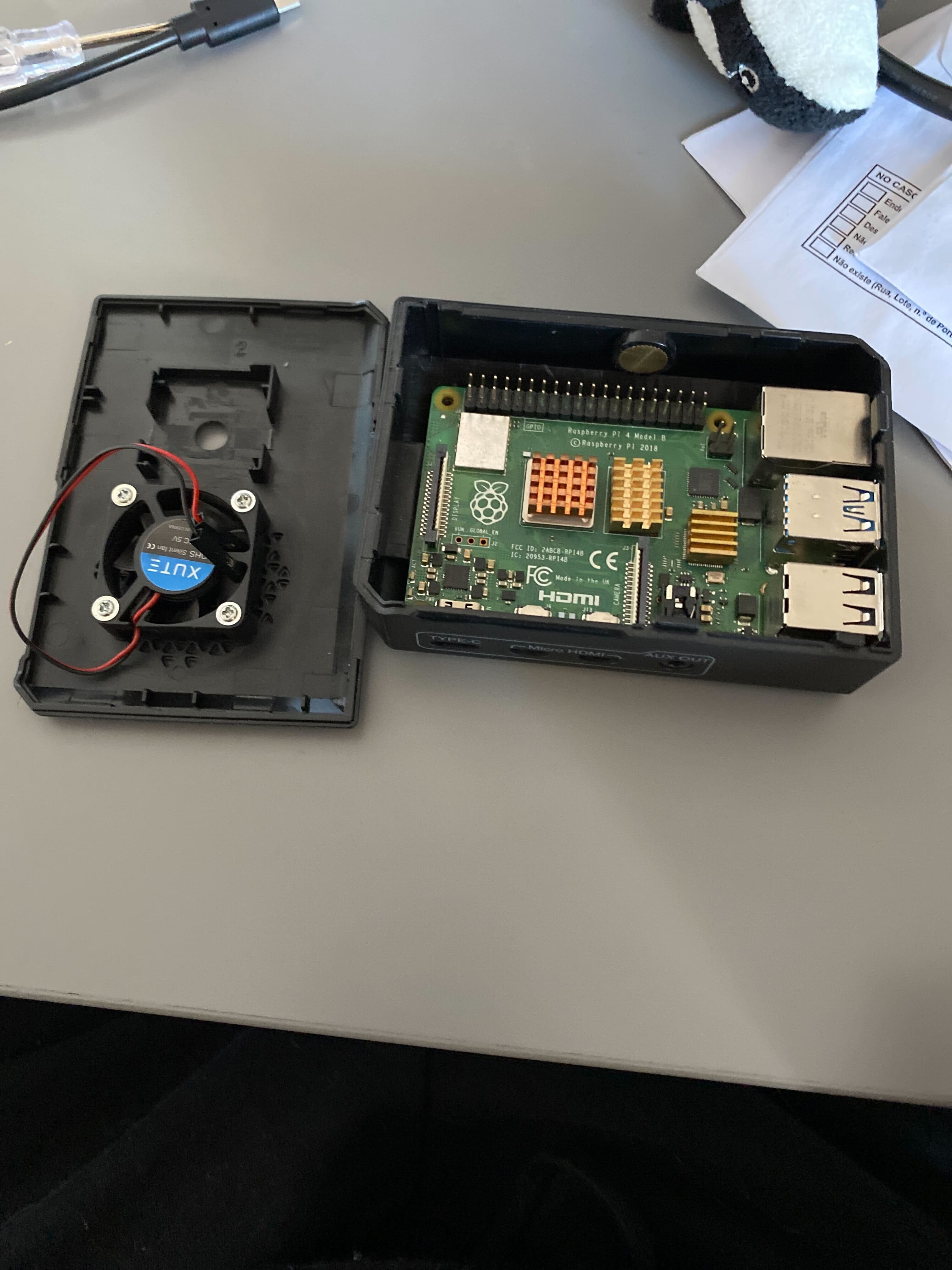 Raspberry Pi in Case - Opened