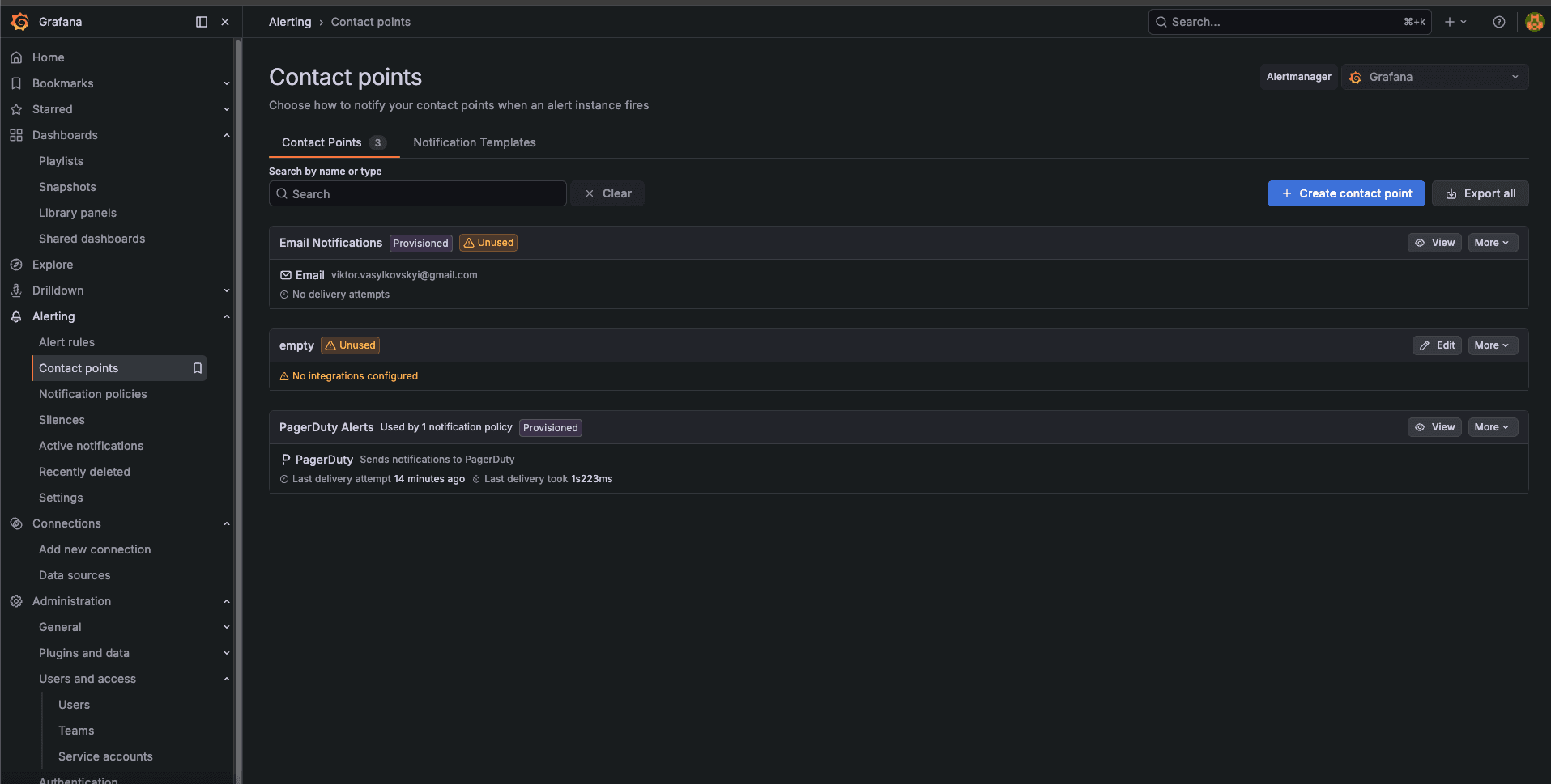PagerDuty Access Point on Grafana