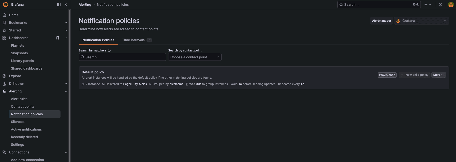 PagerDuty Notification Policy on Grafana